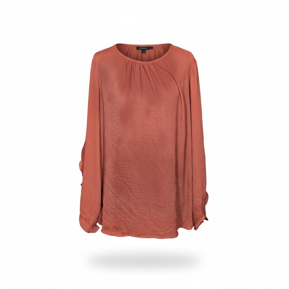 Simply Vera Vera Wang Terracotta Orange Ruffle Sleeve Blouse Top Womens Large